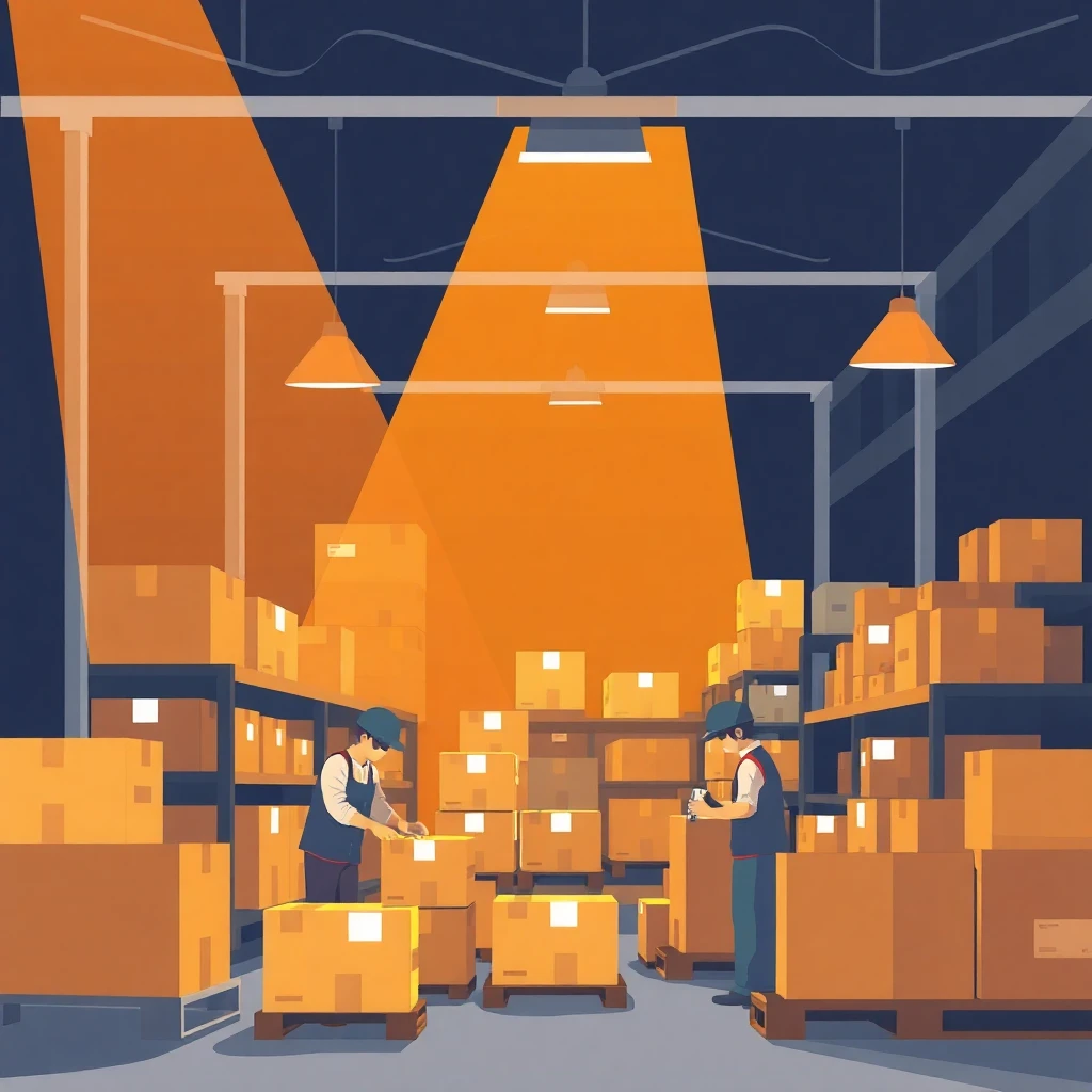 Warehouse workers in action