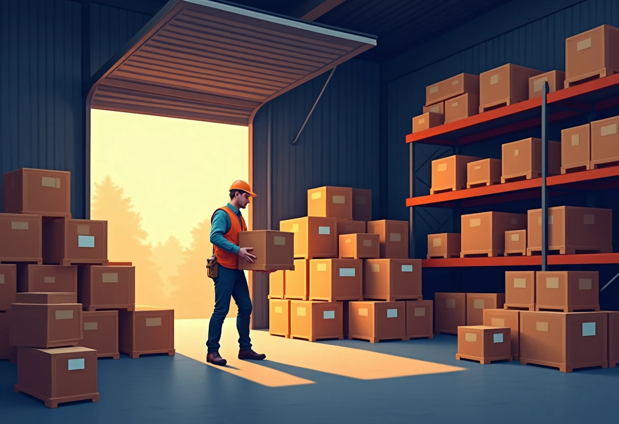Trabajador de almacén organizando inventario