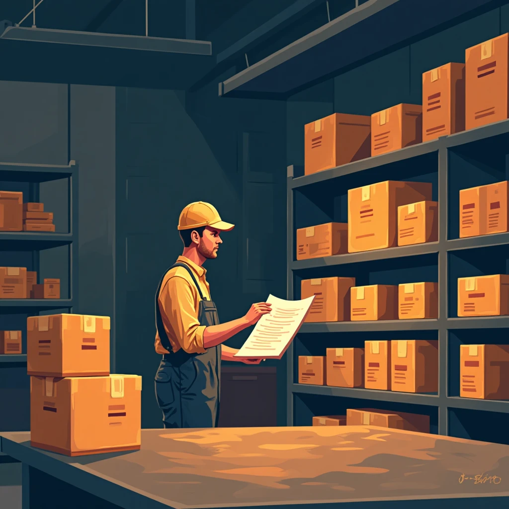 Trabajador revisando inventario