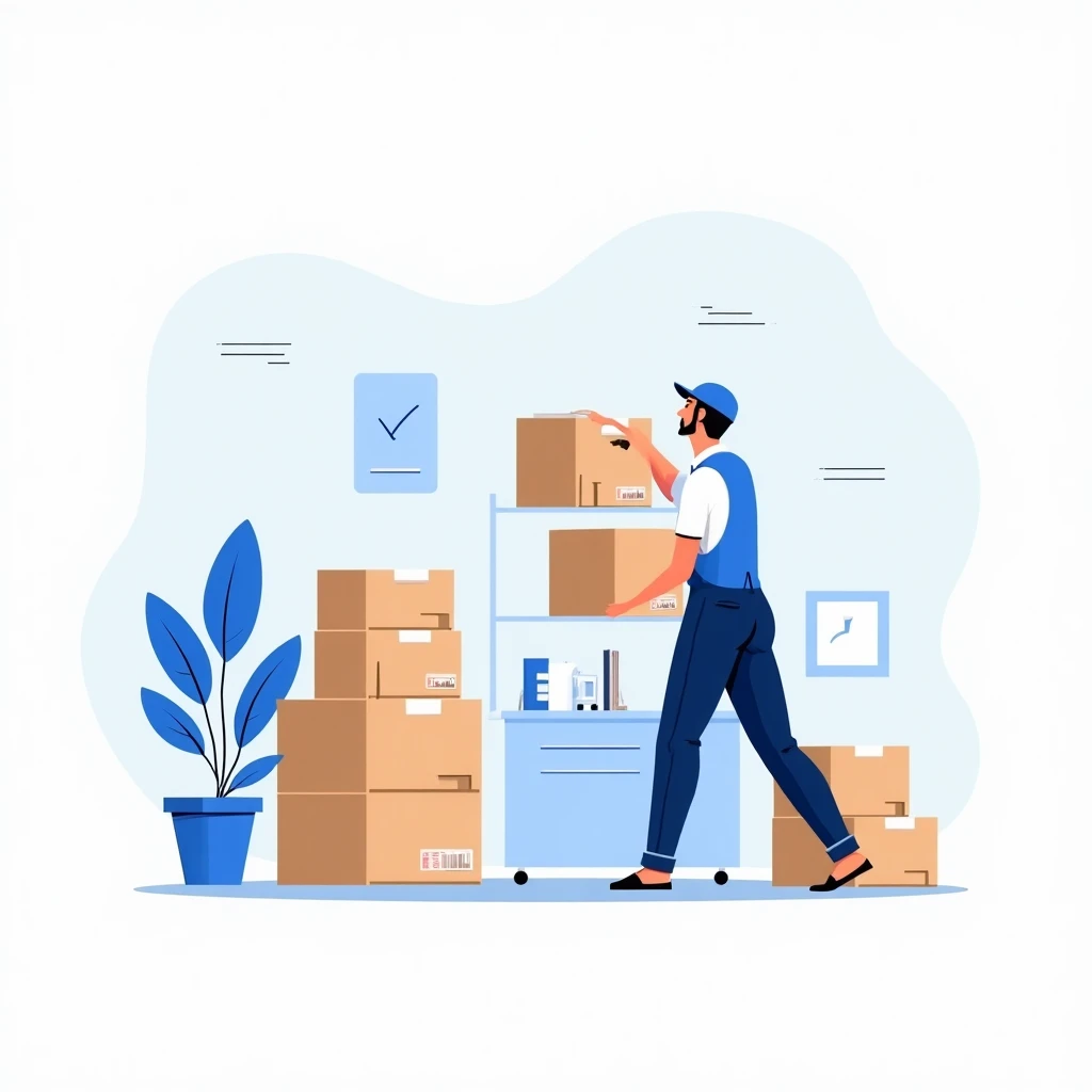 Trabajador de almacén organizando cajas