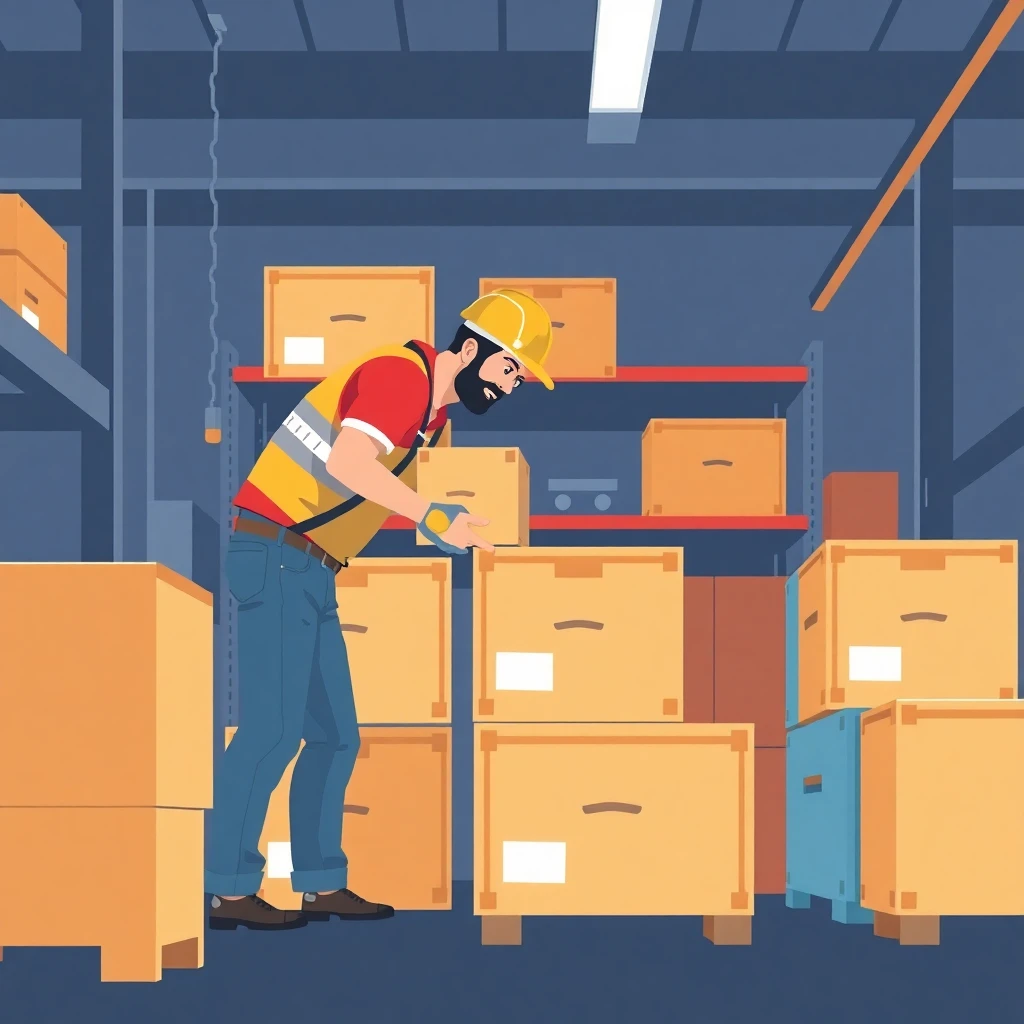 Trabajador de almacén organizando inventario