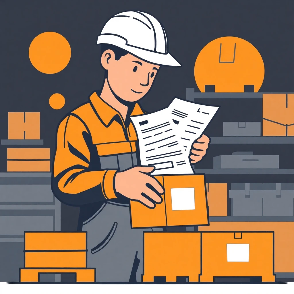 Trabajador de almacén revisando un paquete