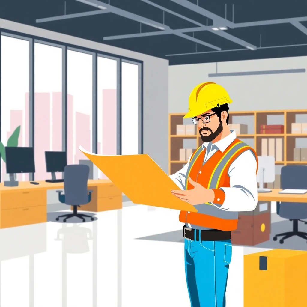 Ingeniero civil revisando planos