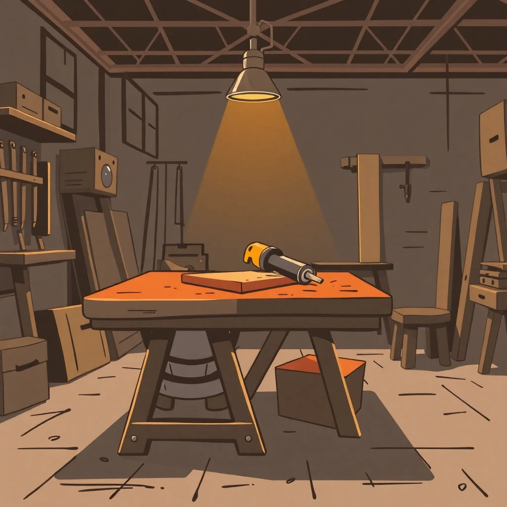 Herramientas de construcción en taller