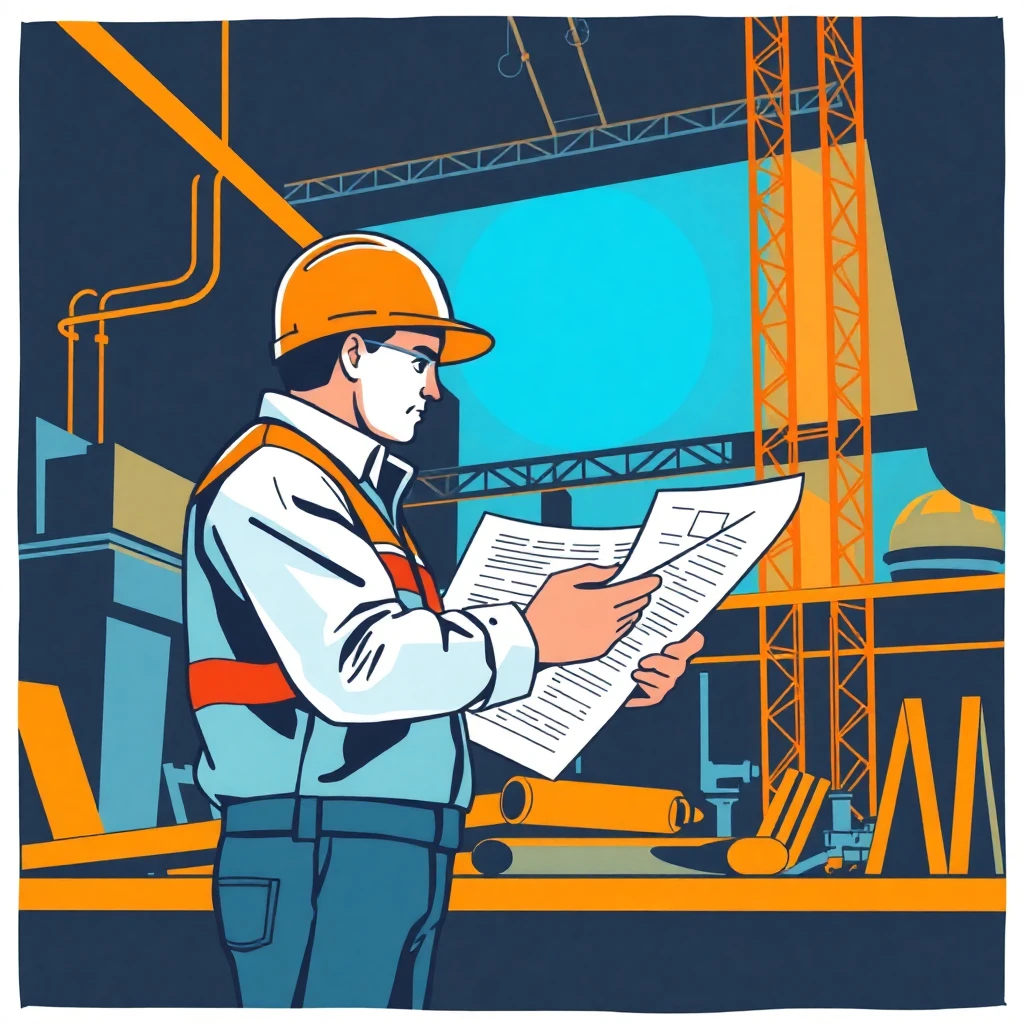 Revisión de planos en el sitio de construcción