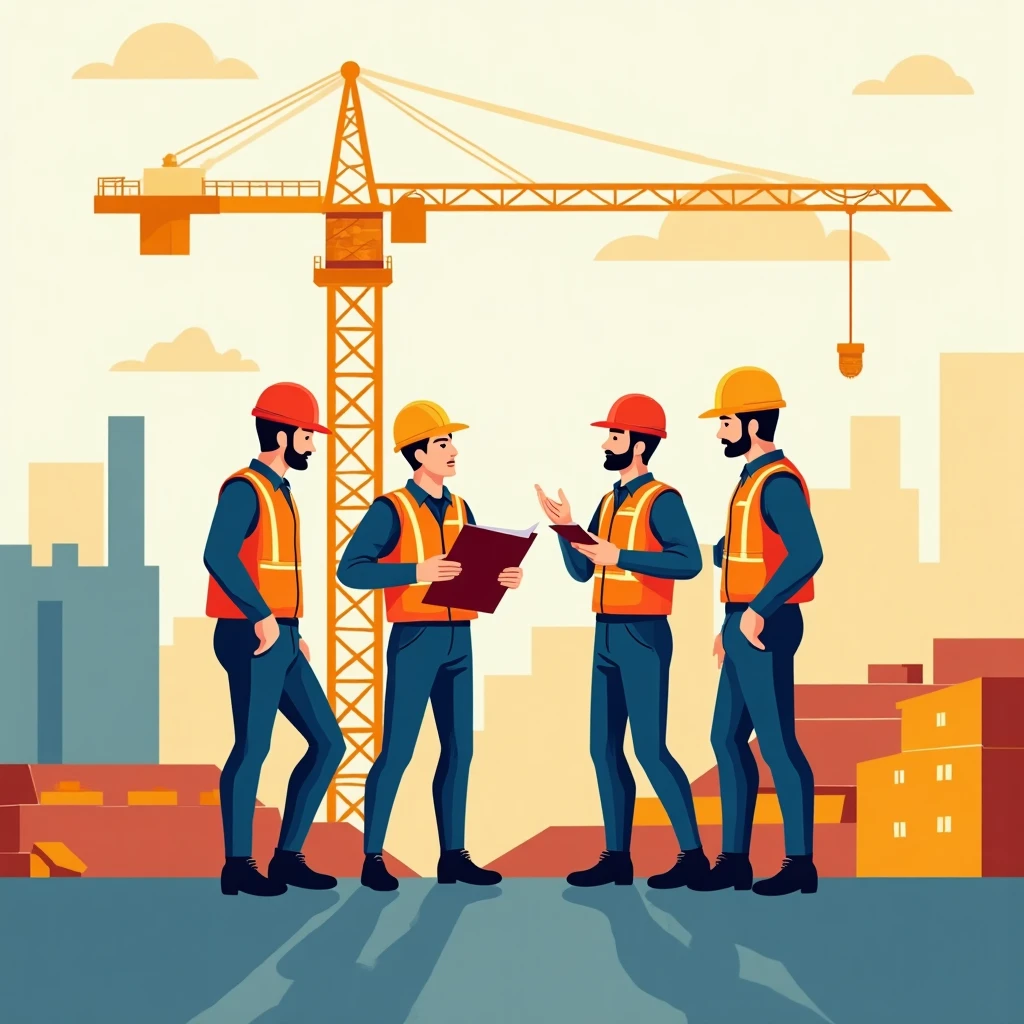 Trabajadores de construcción en discusión