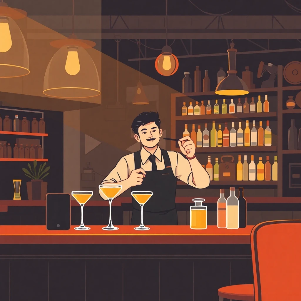 Trabajador de hostelería en acción