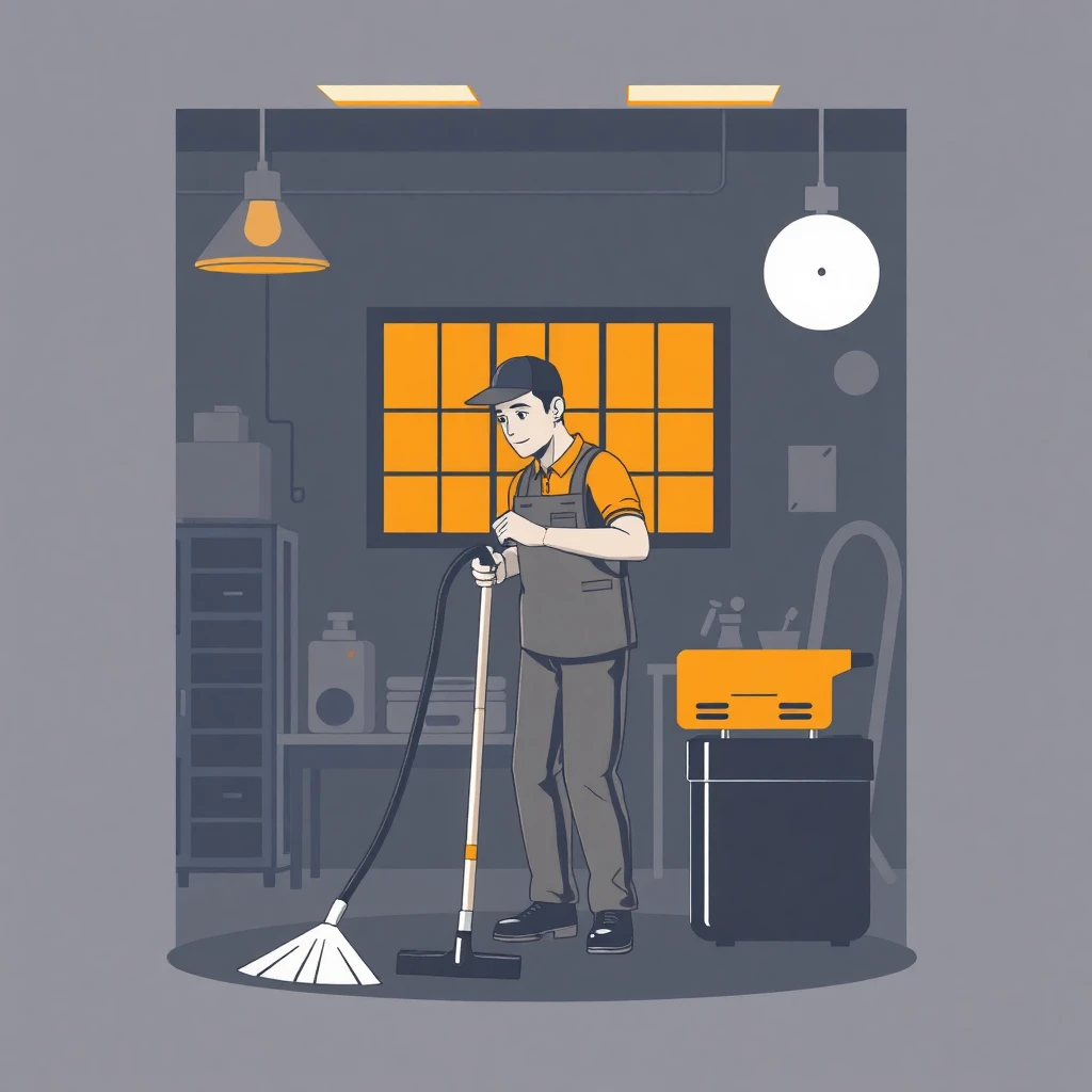 Trabajador de limpieza en entorno profesional