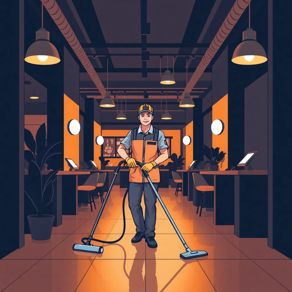 Trabajador de limpieza en entorno profesional