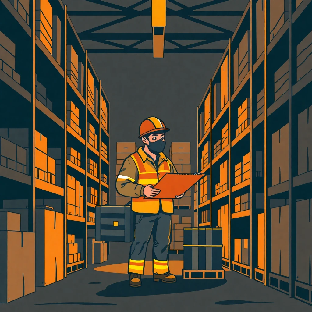 Trabajador de logística revisando inventario