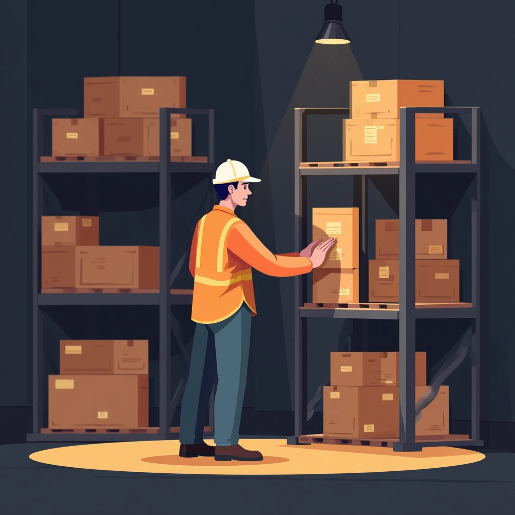 Trabajador de almacén revisando inventario
