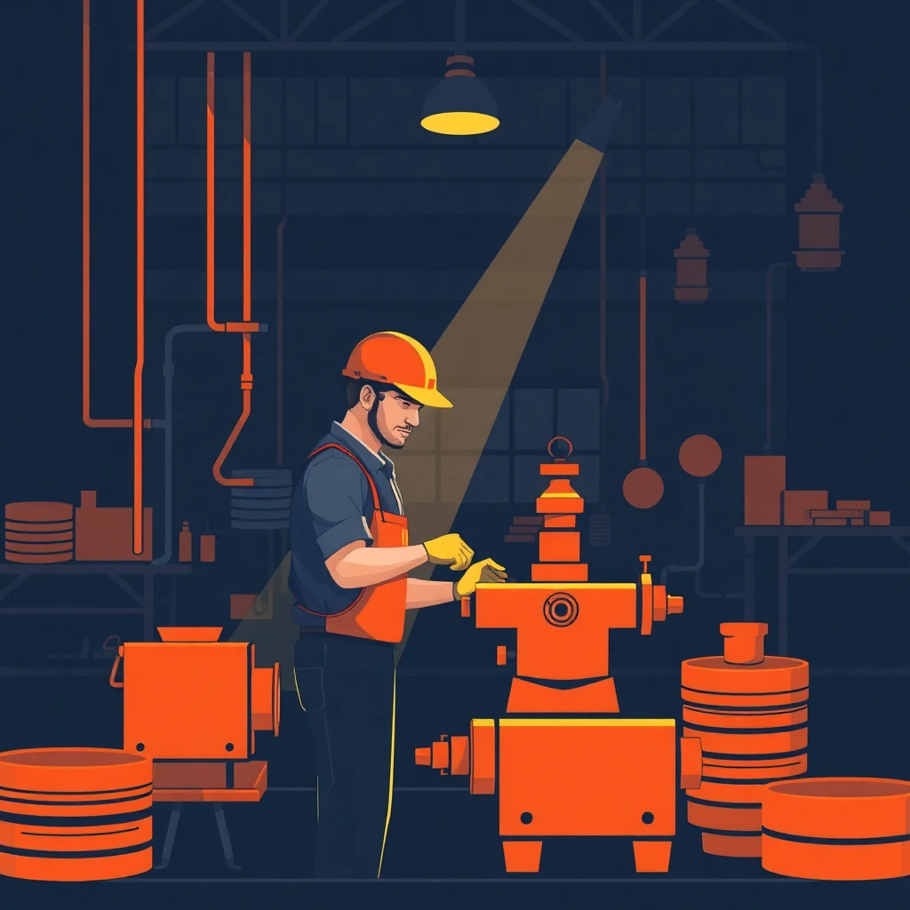 Operador de maquinaria en turno nocturno