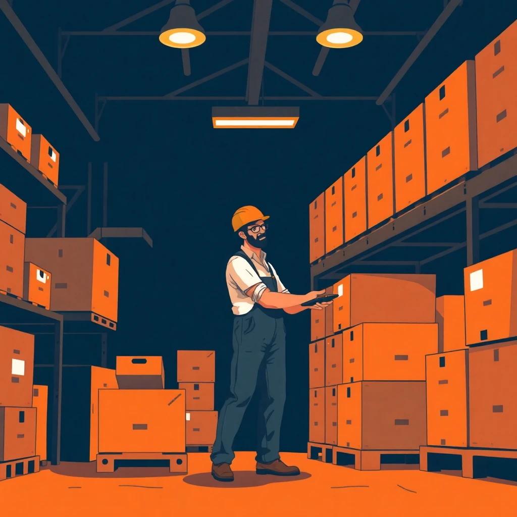 Trabajador de almacén operando un montacargas