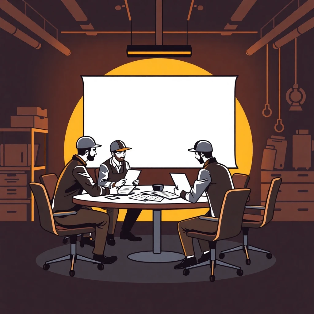 Reunión de trabajadores de almacén