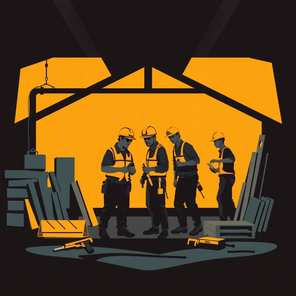 Equipo de construcción colaborando