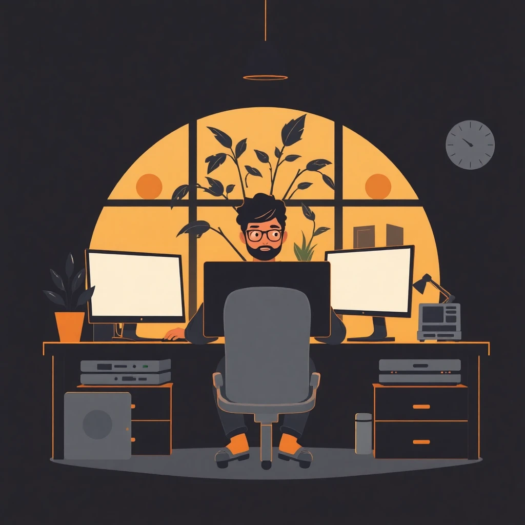 Ingeniero de software en su oficina en casa