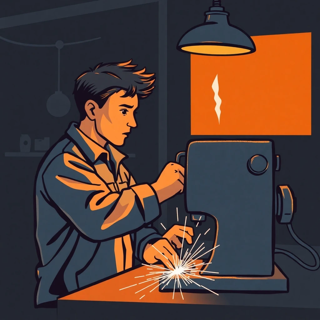 Aprendiz soldador en acción