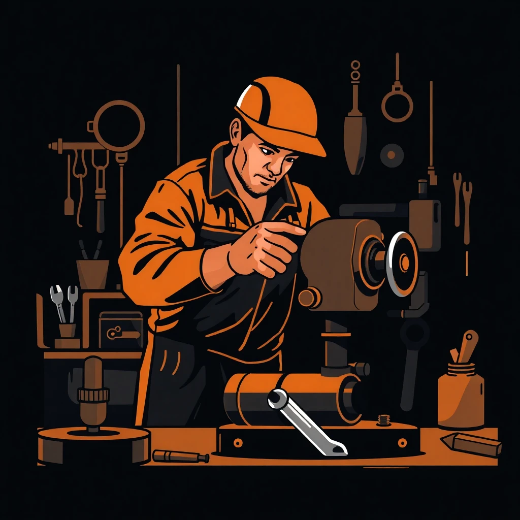 Técnico mecánico trabajando