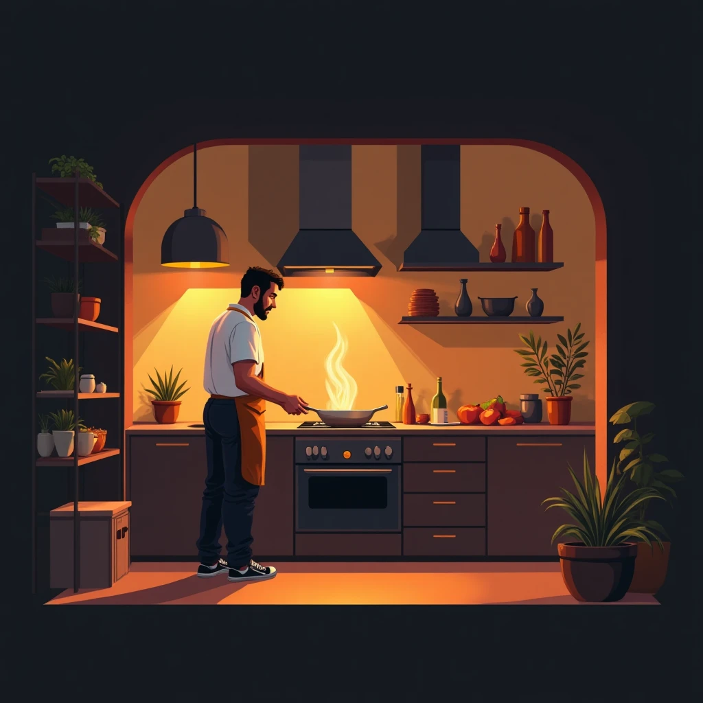 Trabajo relajado en cocina