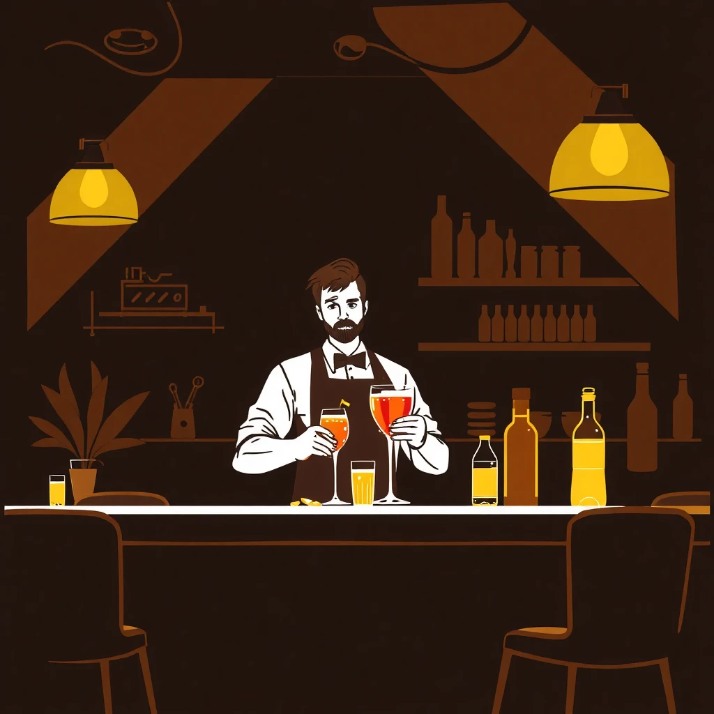 Trabajador de hostelería en acción