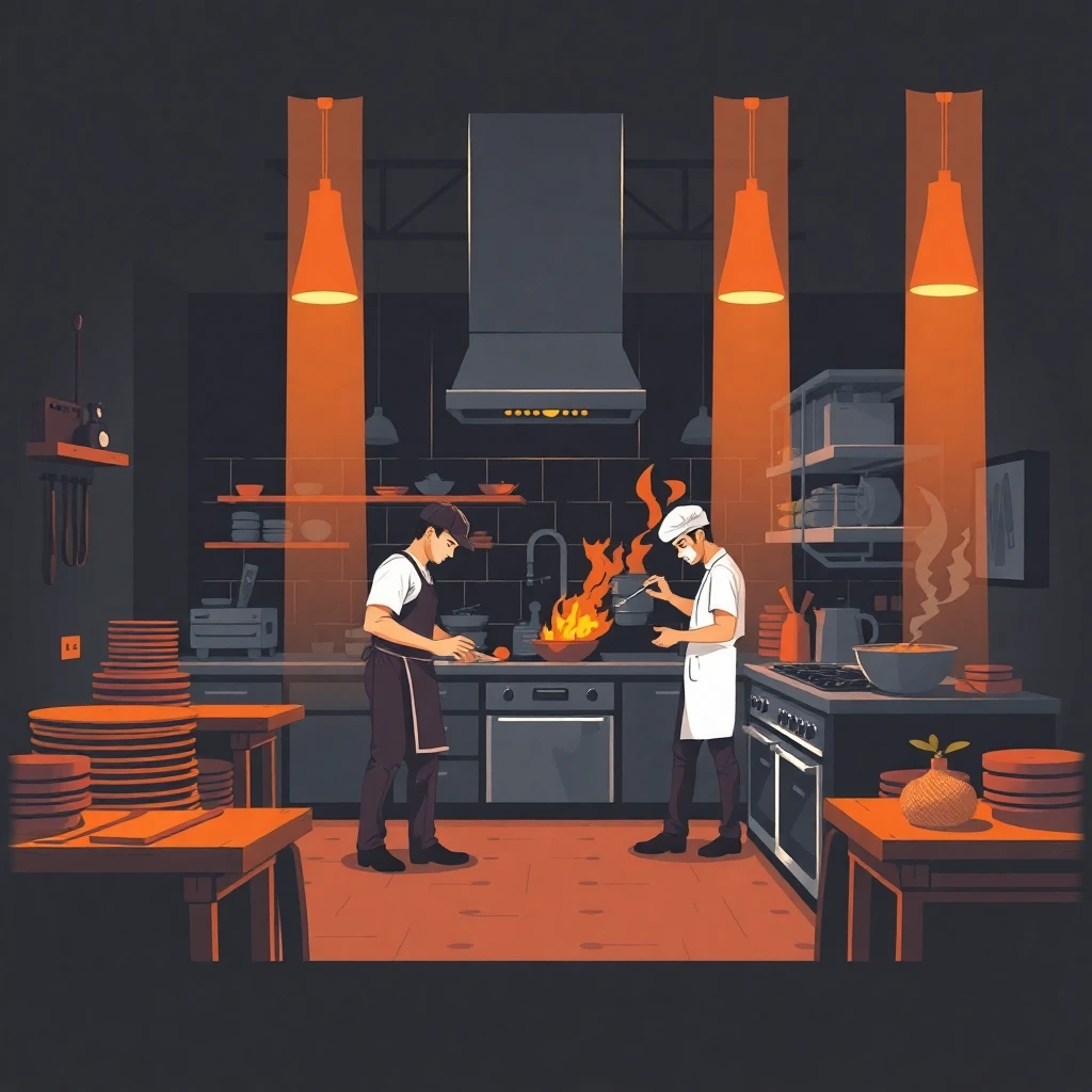 Equipo de cocina en acción