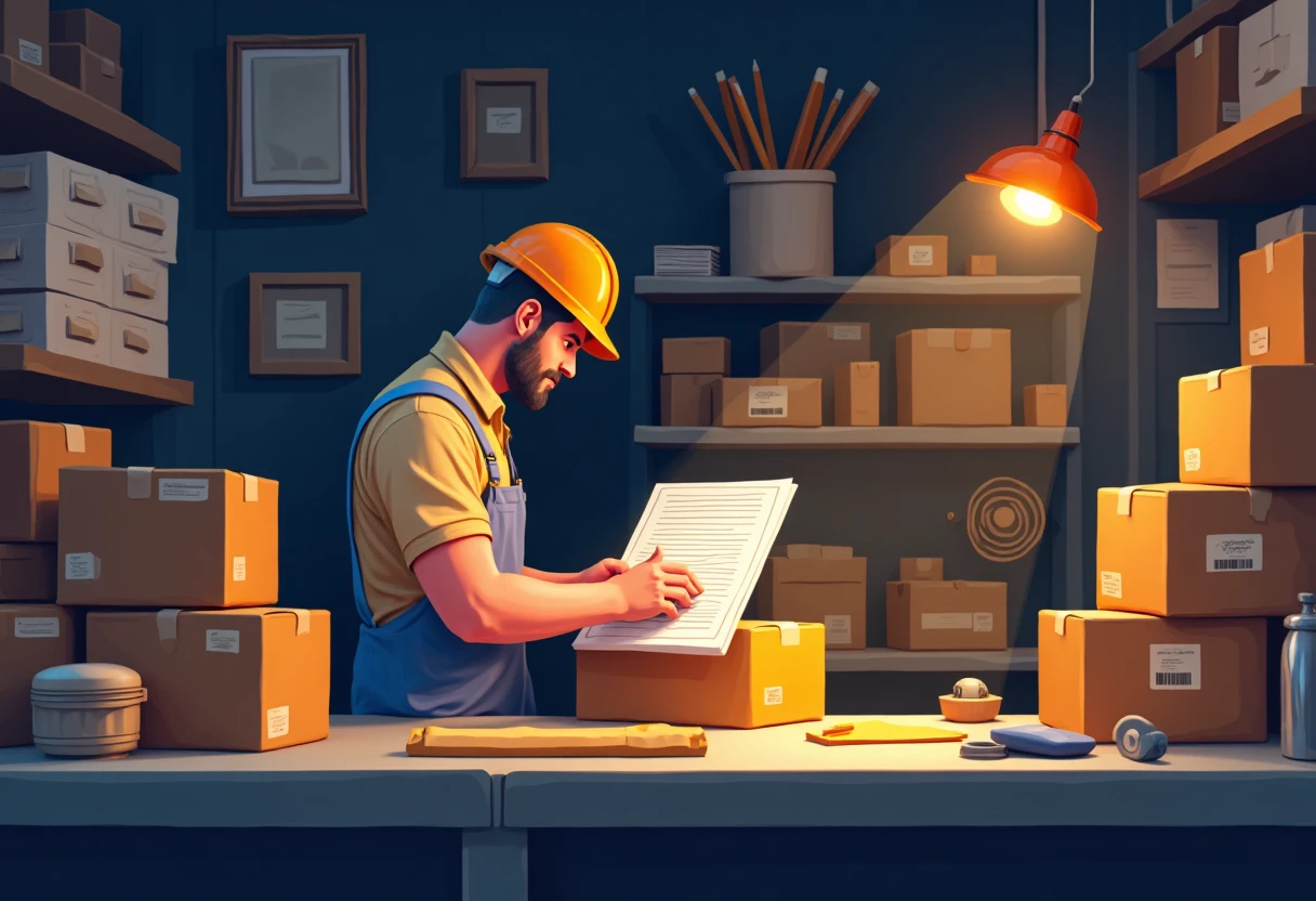 Trabajador revisando inventario en almacén