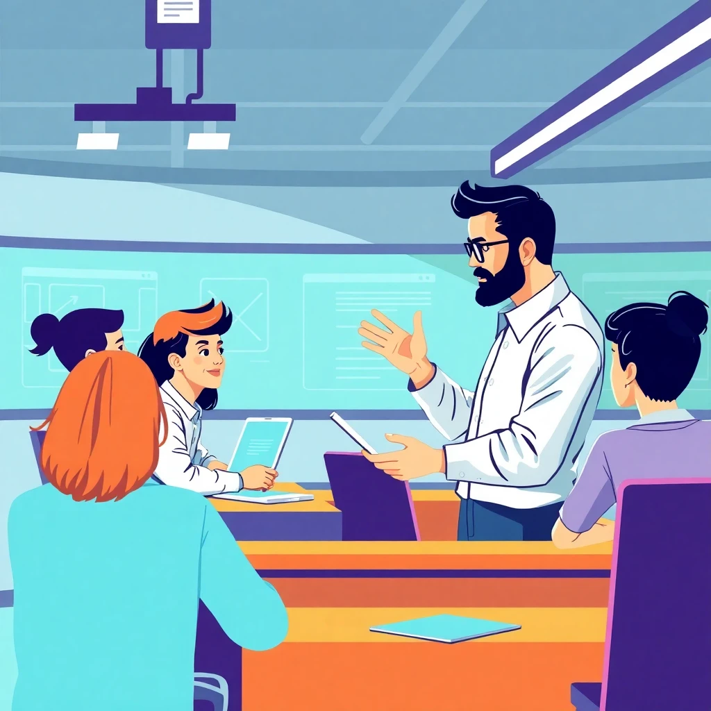 Maestro en aula tecnológica