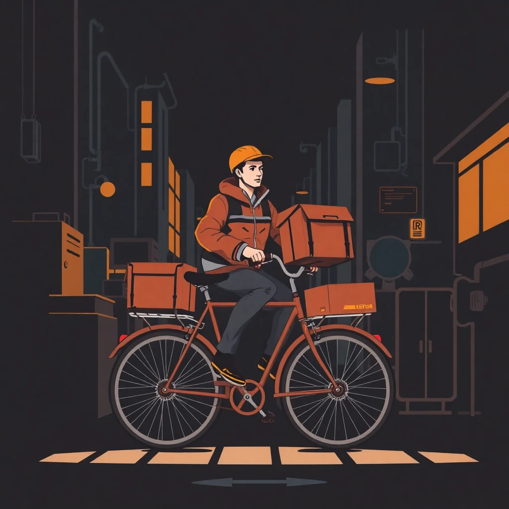 Repartidor con mochila de entrega