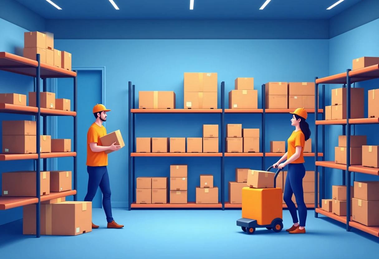 Warehouse work in action