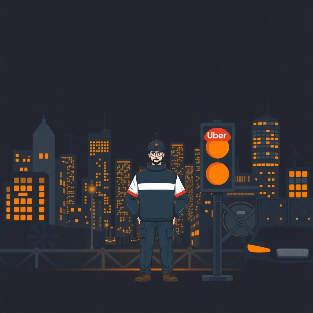 Conductor de Uber en la ciudad