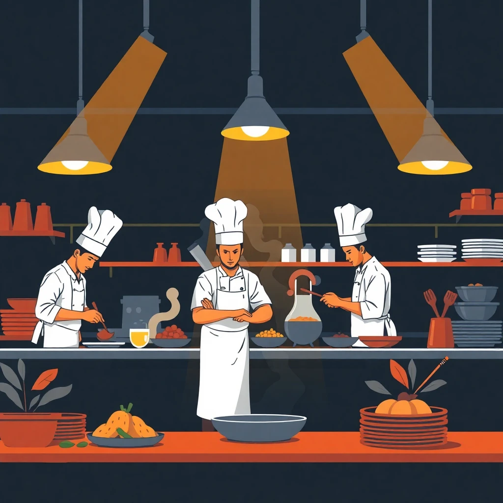 Cozinha de hospitalidade movimentada