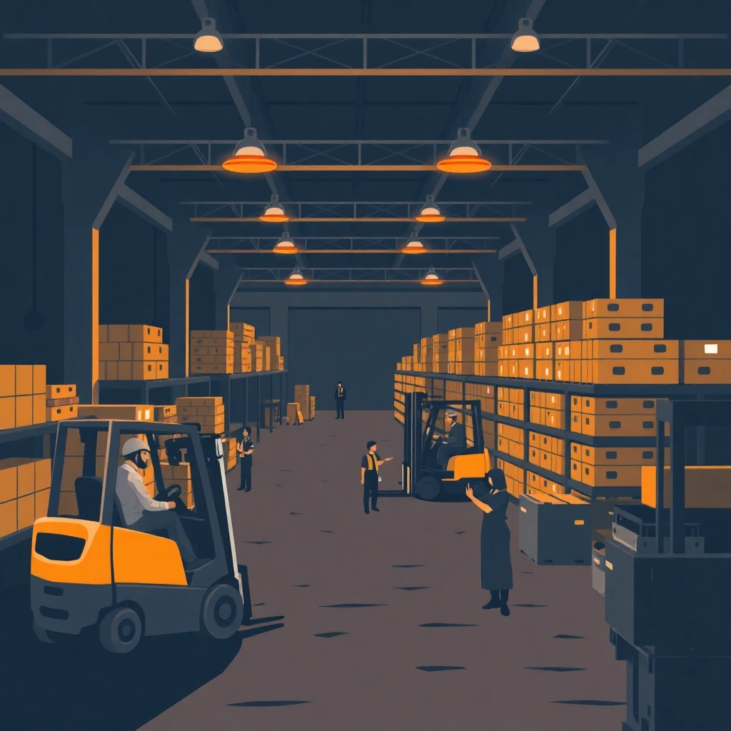 Busy warehouse environment