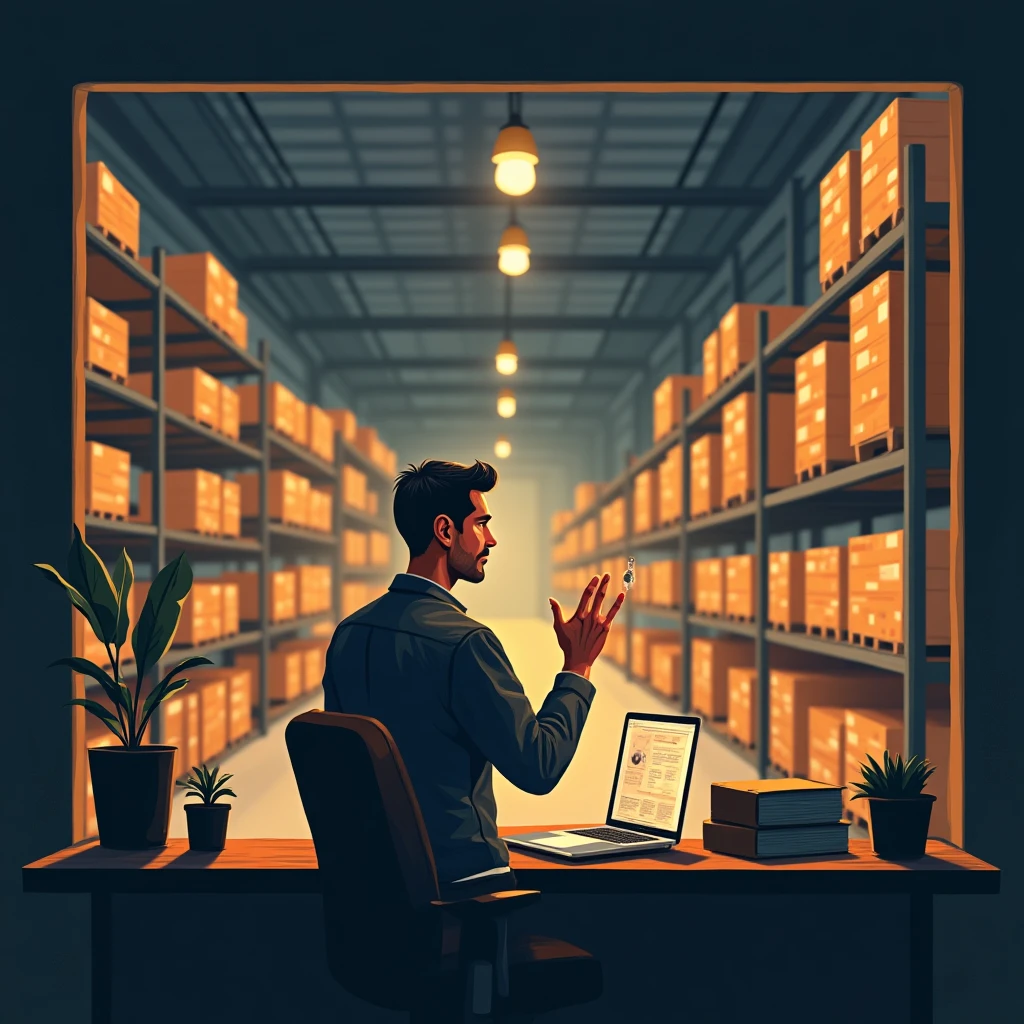 Warehouse manager overseeing operations