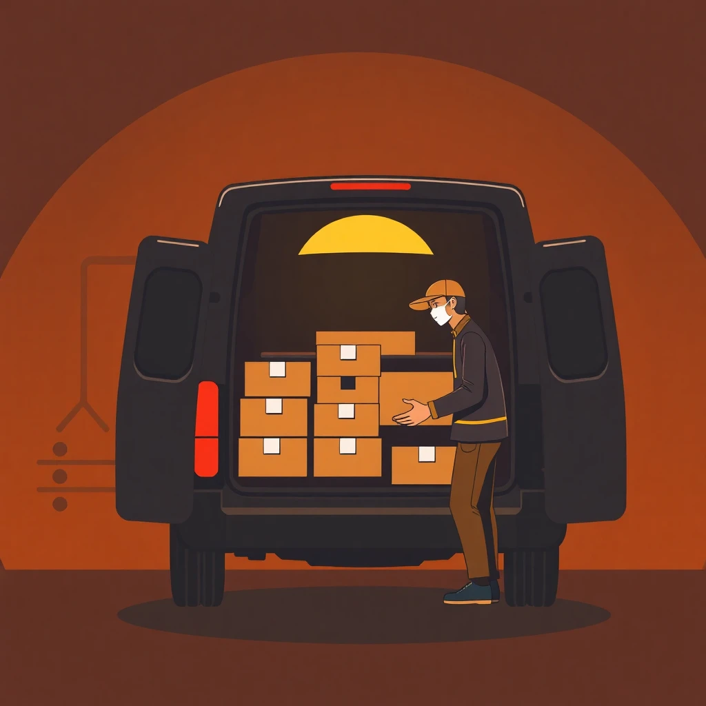 Delivery driver at sunrise