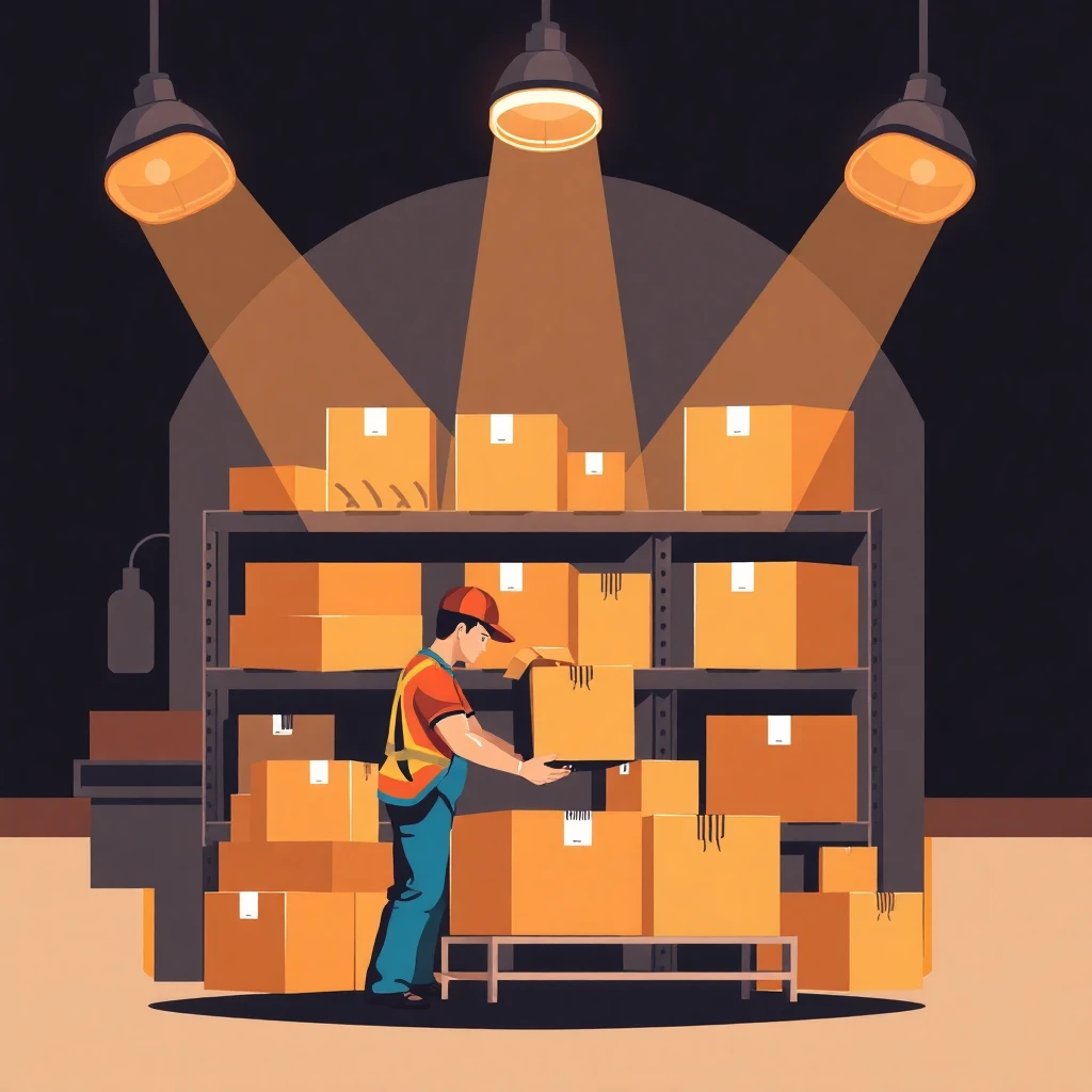 Warehouse worker organizing