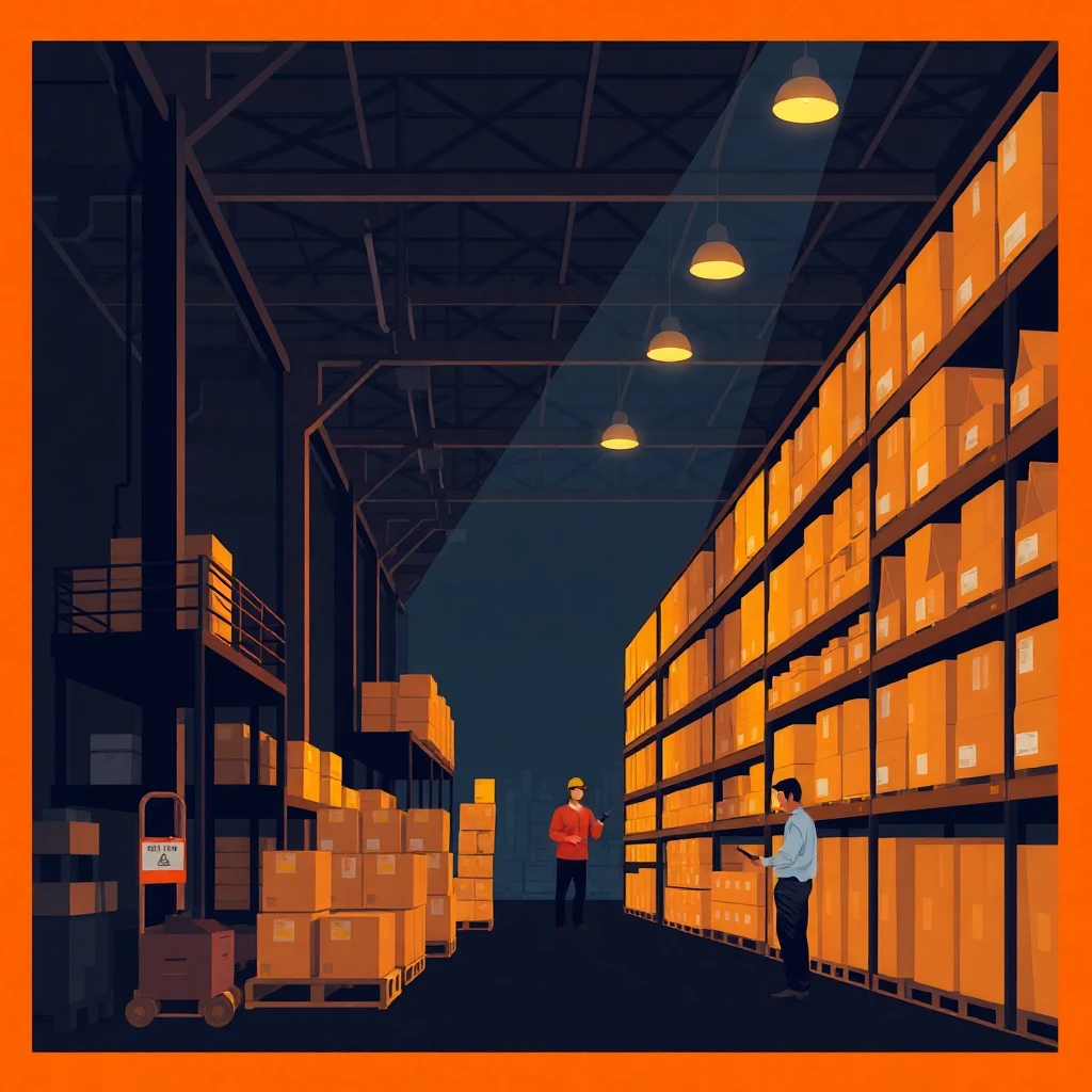 Night shift in a warehouse