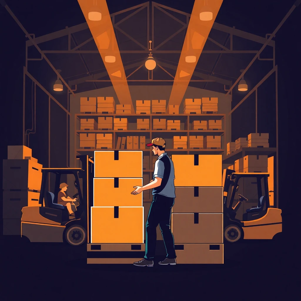 Warehouse worker at task