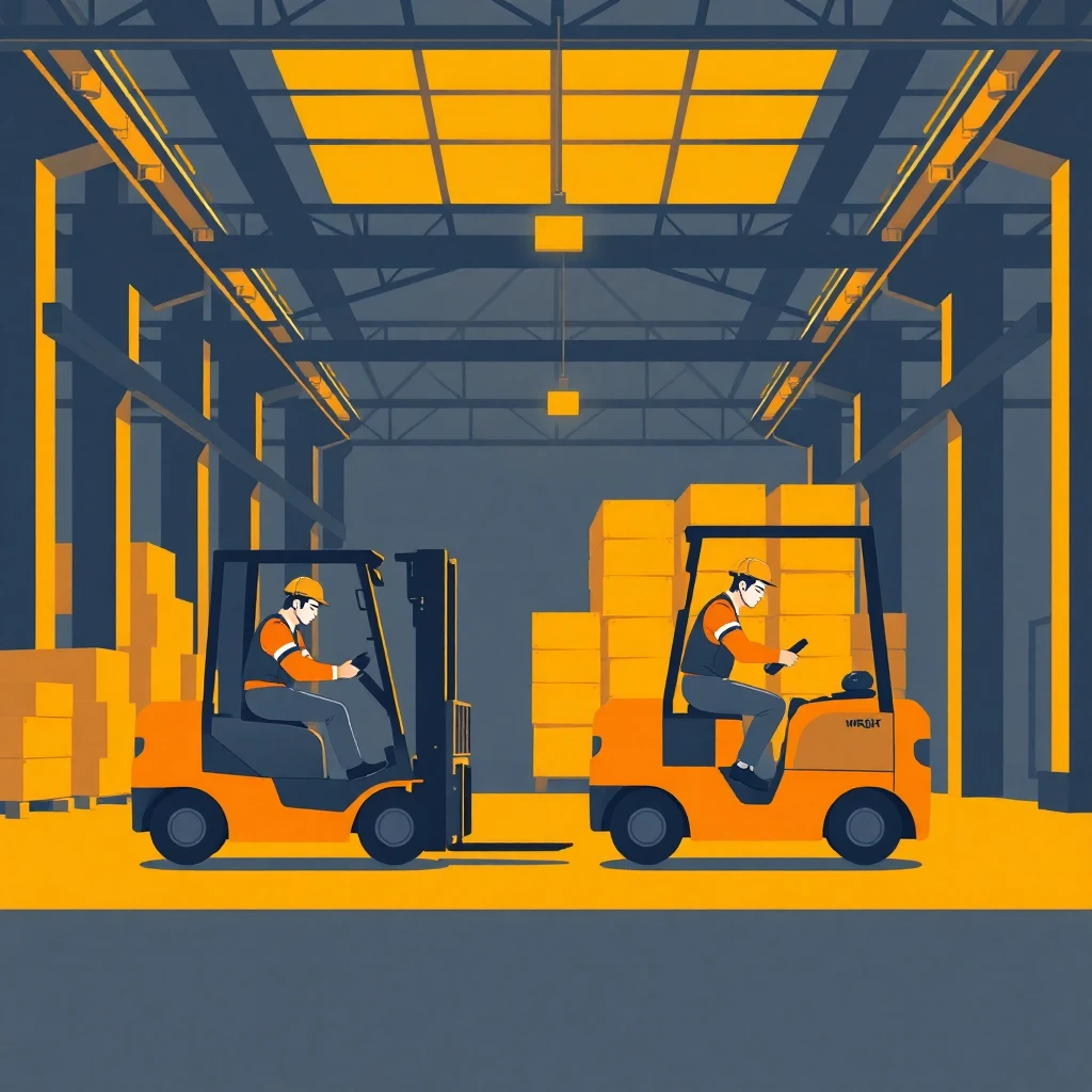 Warehouse workers in action