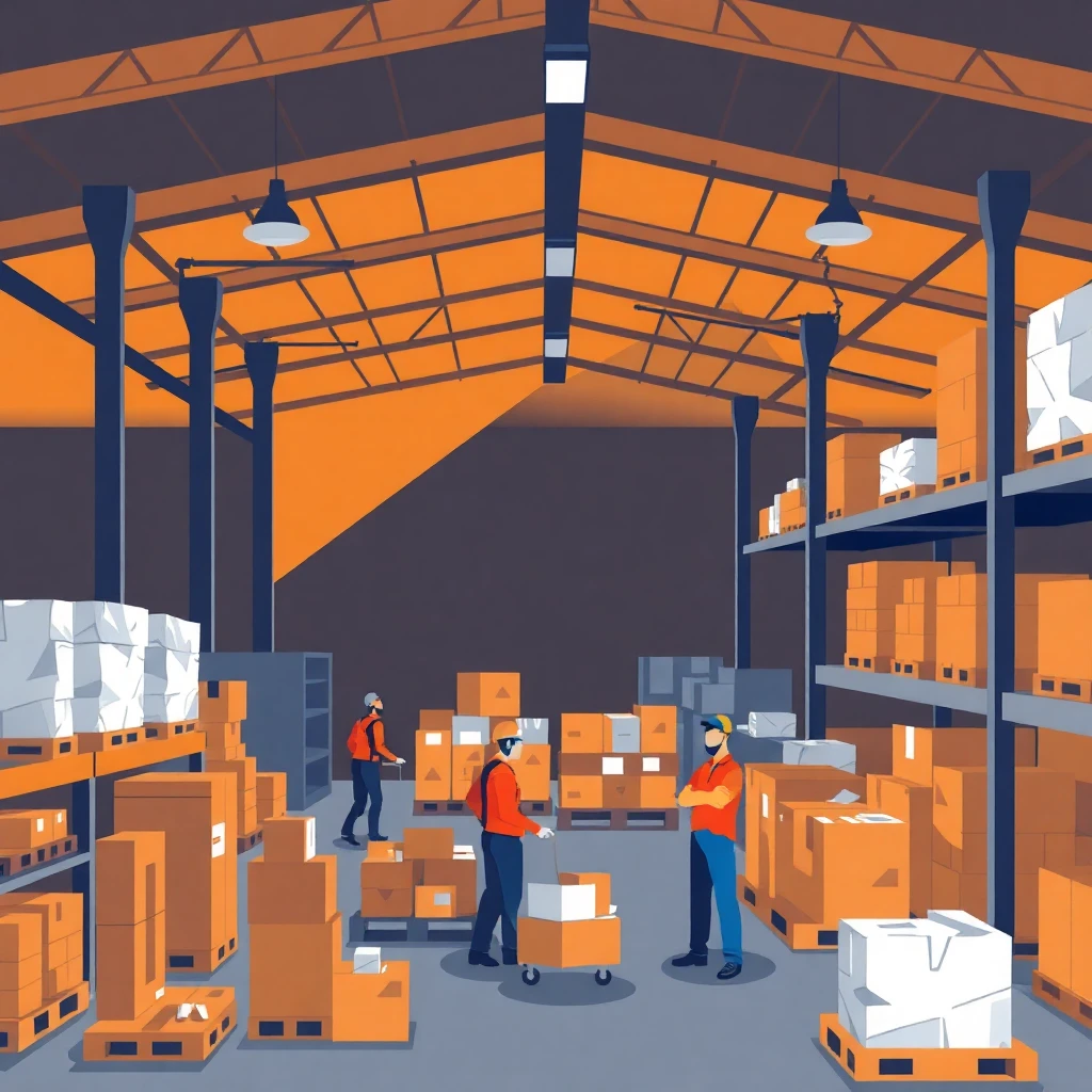 Warehouse work in action