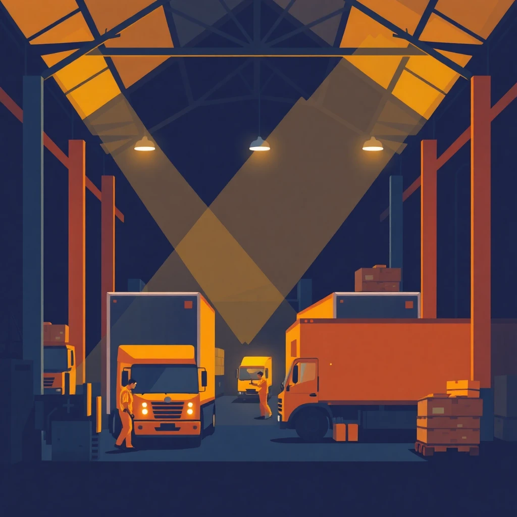 Night shift in a warehouse