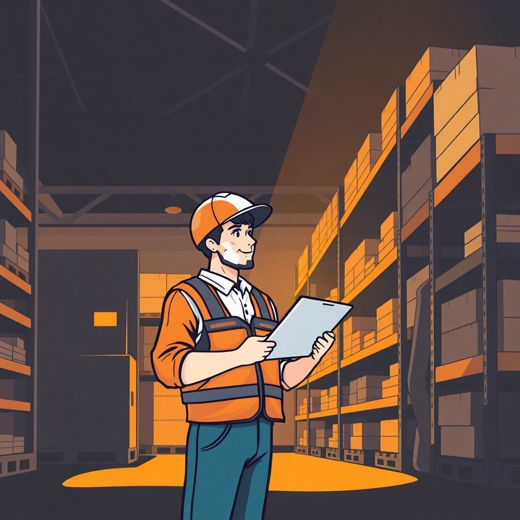 Warehouse worker checking inventory