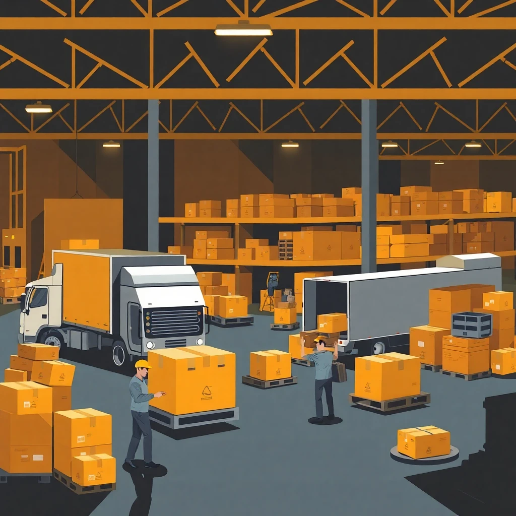 Busy warehouse environment