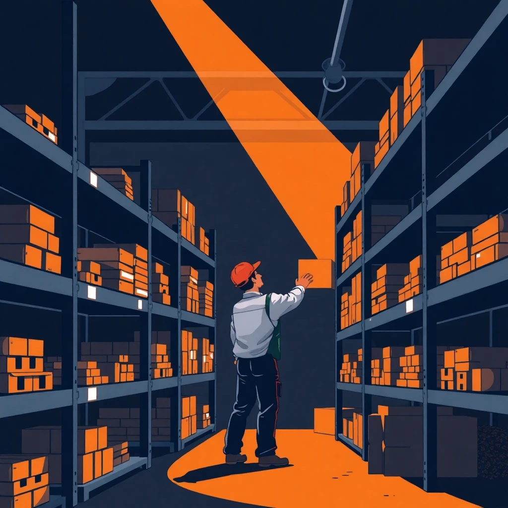Organized warehouse shelves