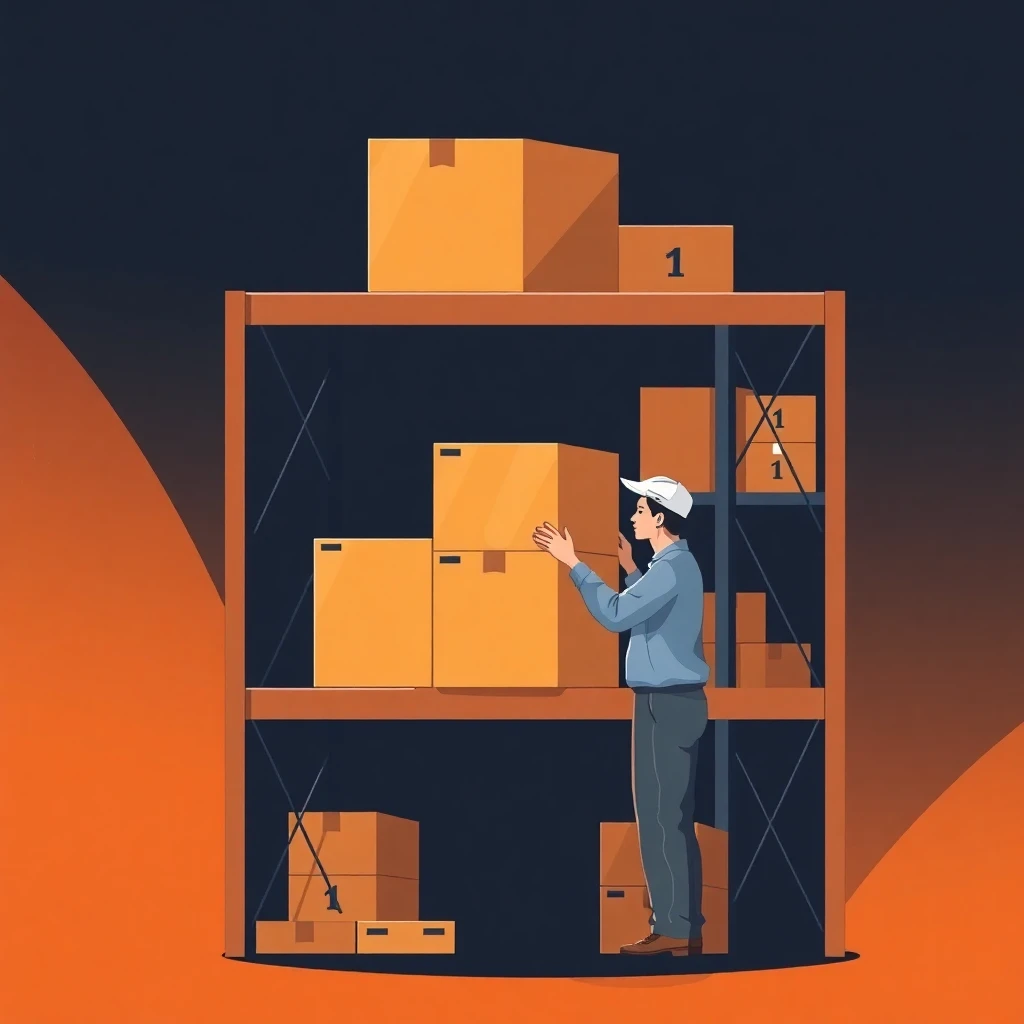 Warehouse worker organizing