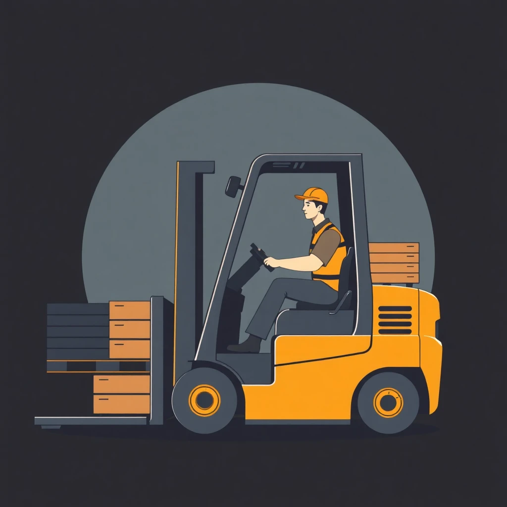 Warehouse worker operating a forklift