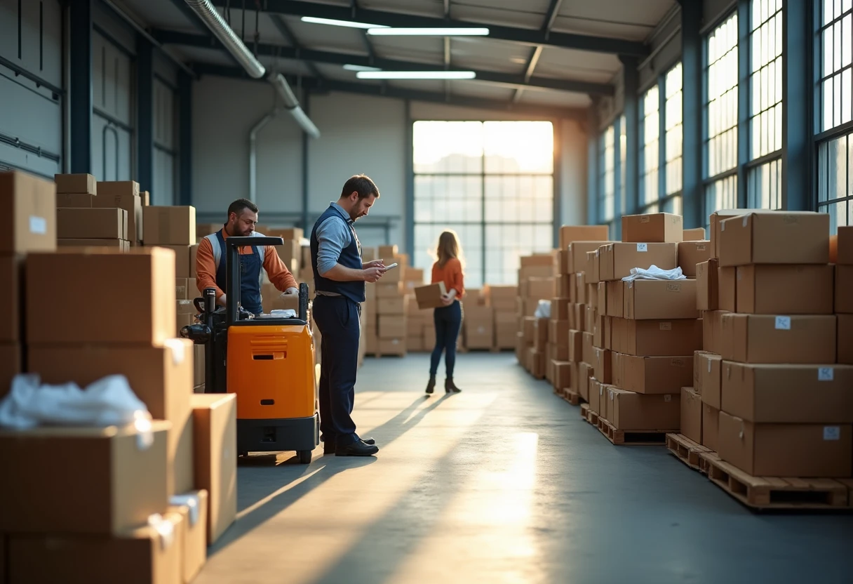 Busy warehouse setting