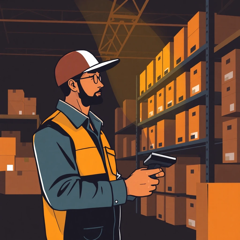 Warehouse worker scanning items
