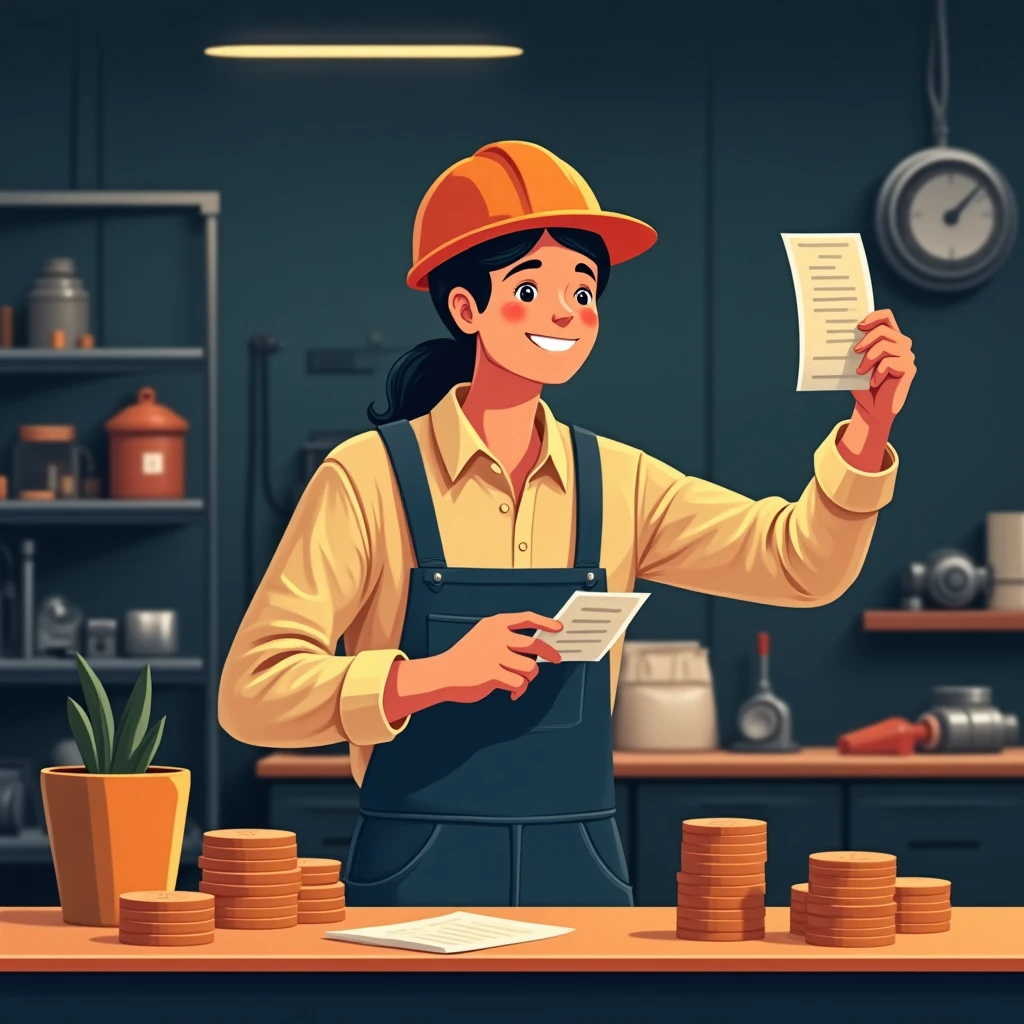 Happy worker with payslip