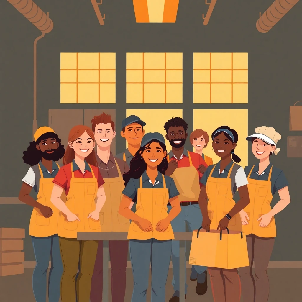Happy cleaning crew ready for work