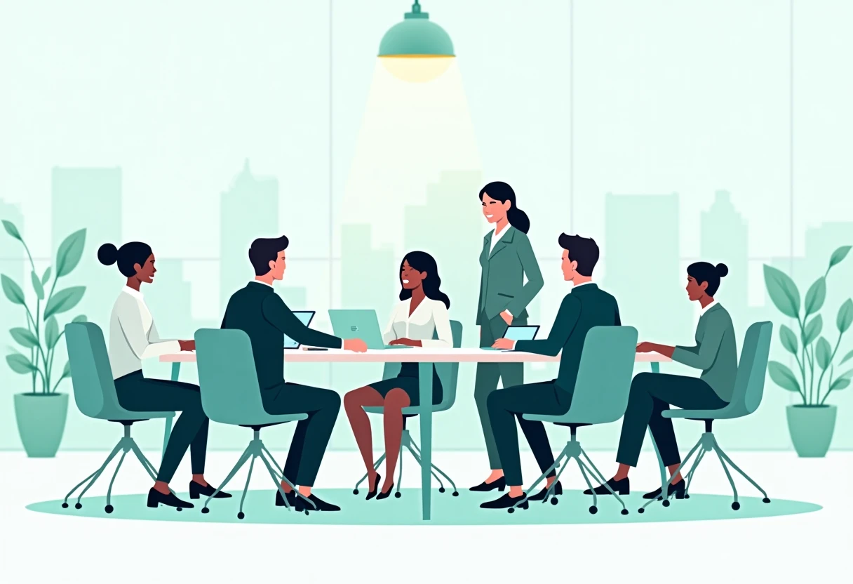 Team collaboration in an office